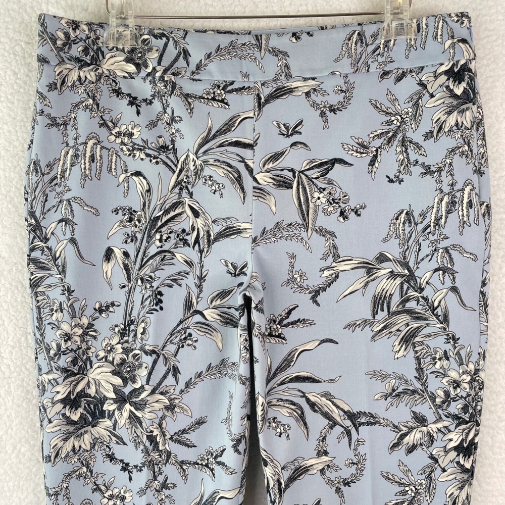 Talbots Chatham Ankle Pant Light Blue Toile Floral Slim Leg Trousers Size 14